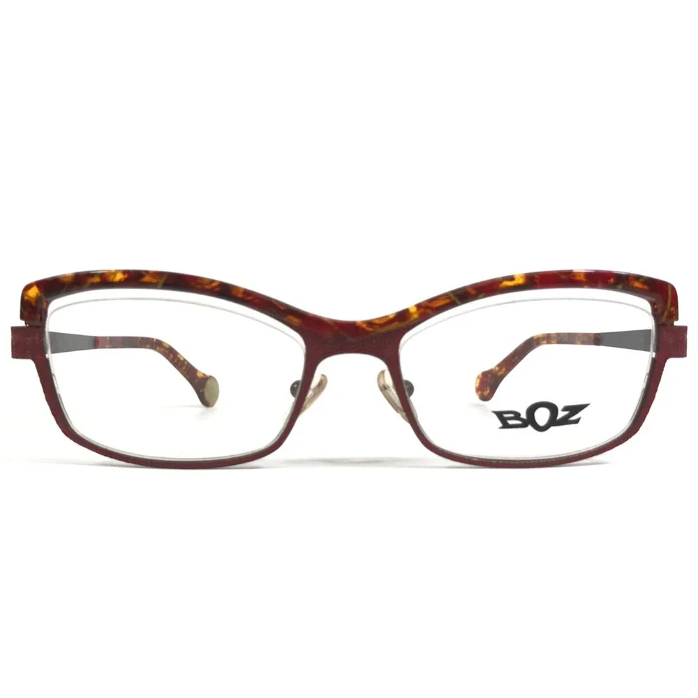 BOZ Eyeglasses Frames ZOUK 8090 Brown Red Cat Eye Semi Rim 52-18-140